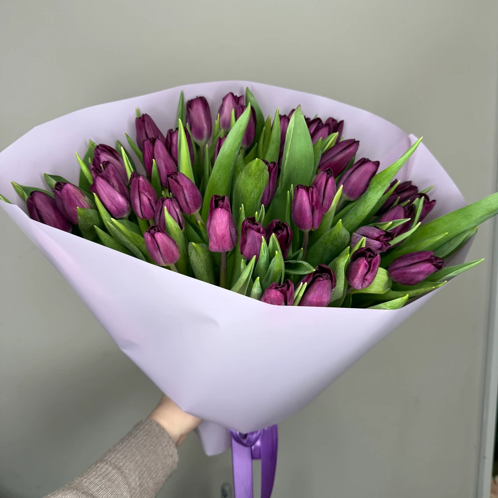 Букет фиолетовых тюльпанов 39 шт. 